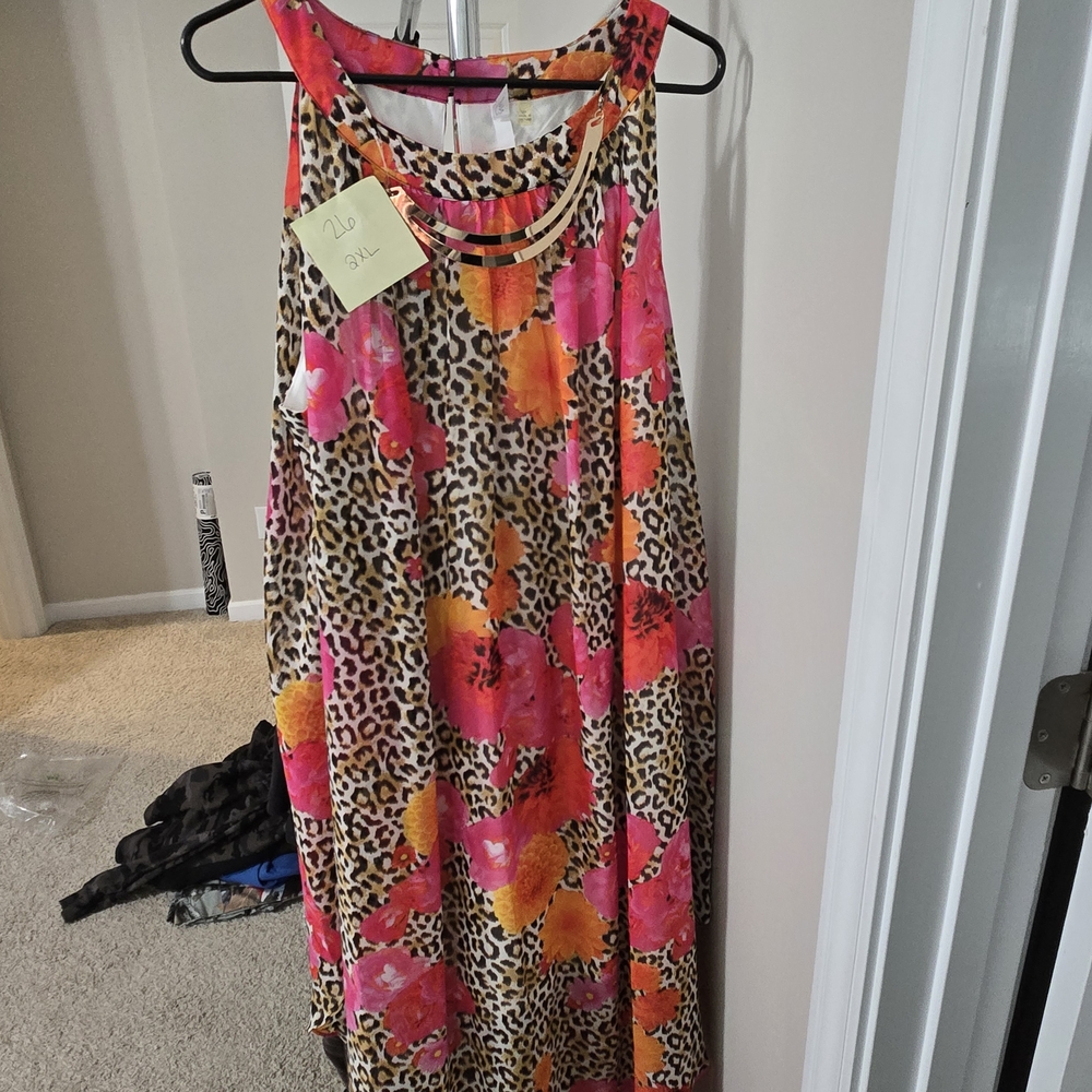 Leopard Print Kids Dress with Pink and Orange Accents